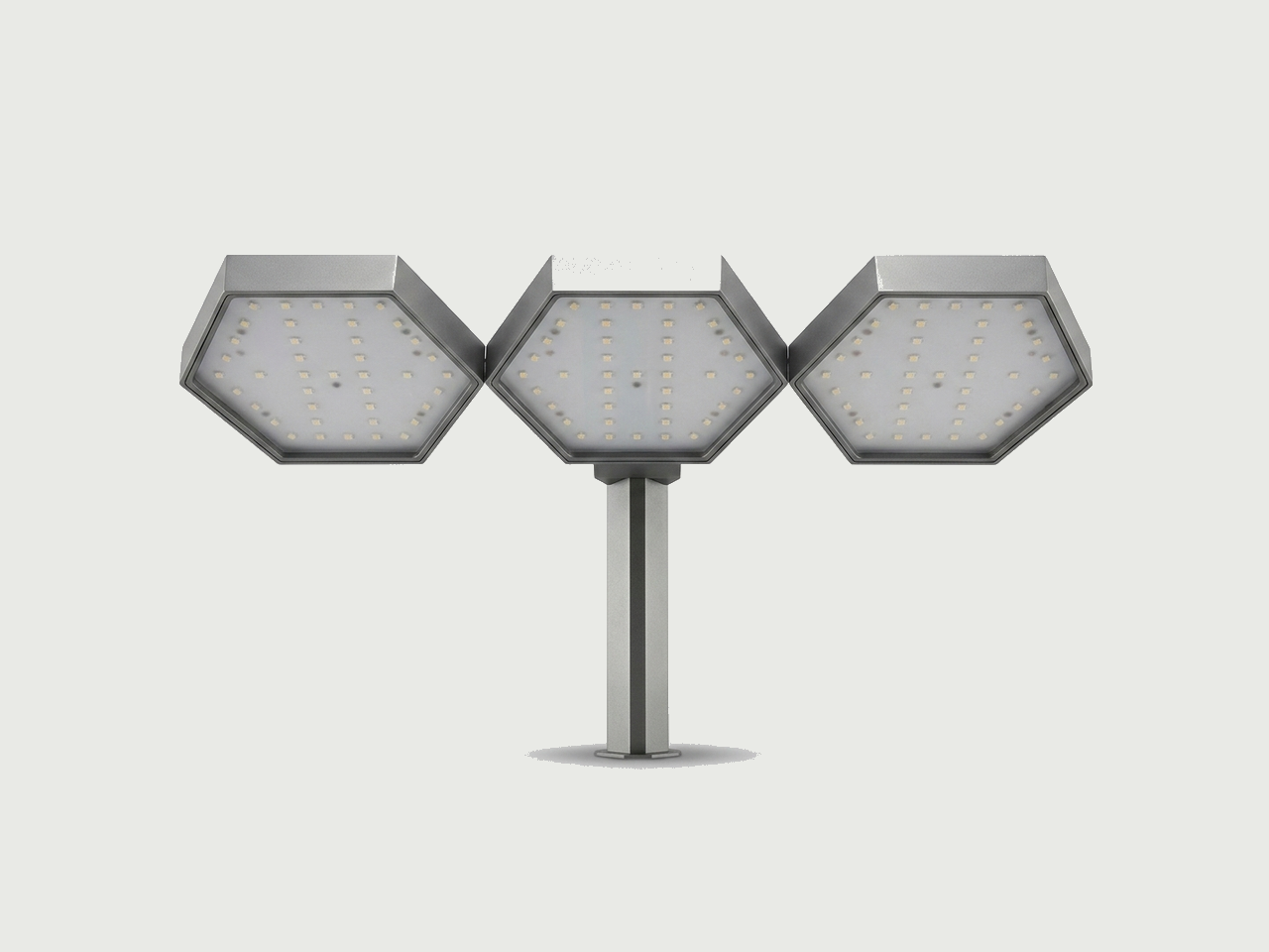 The AI Ponics hexagonal full-spectrum LED grow-light panels