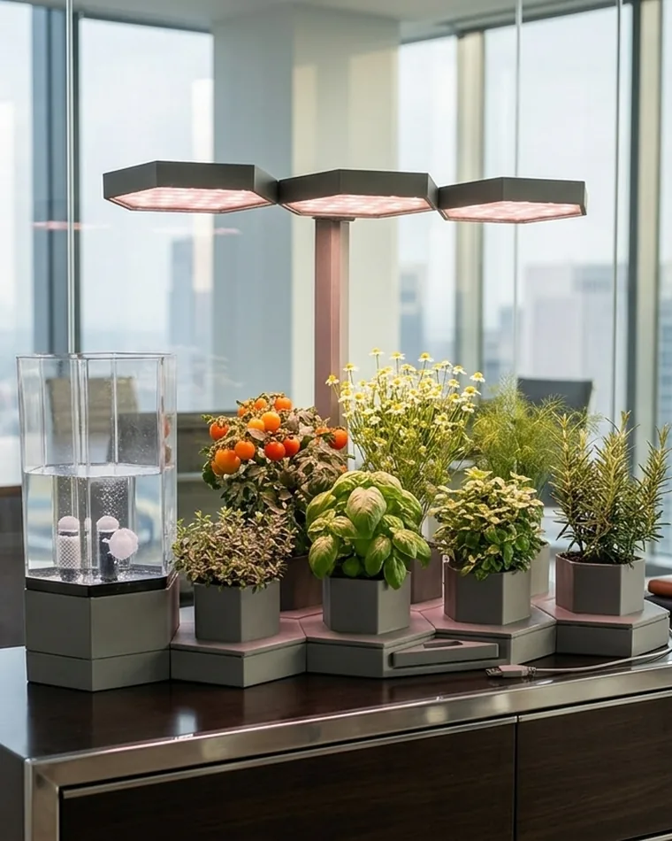 AI Ponics on a sunny kitchen counter