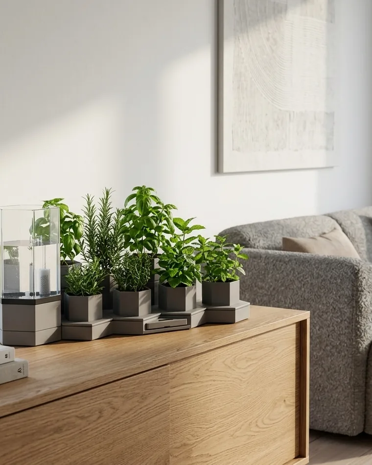 AI Ponics on a table in a bright living room
